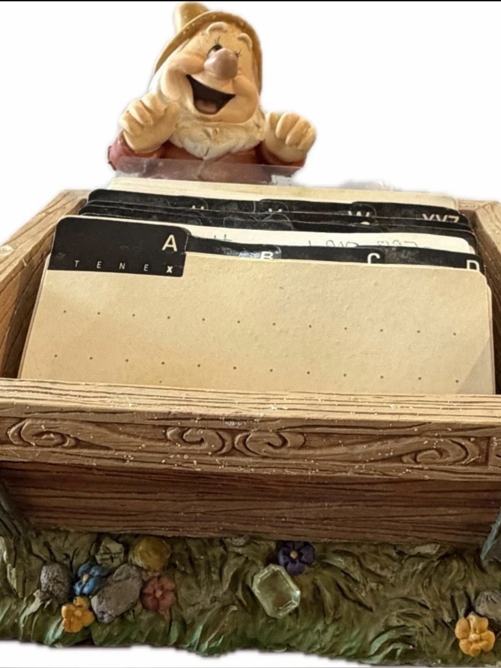 Vintage Disney Snow White & The Seven Dwarves Happy Address Card Holder Figurine